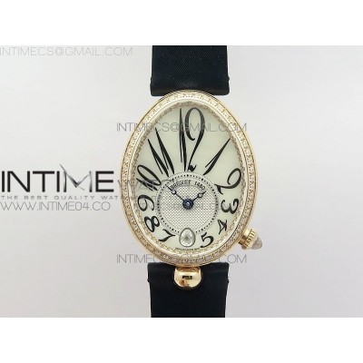Reine de Naples 8918BB RG ZF 11 Best Edition White MOP Dial Diamonds Bezel on Black Fabric Strap A537