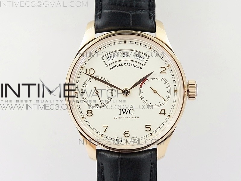 Portuguese Real PR Real Annual Calendar IW503501 RG ZF 11 Best Edition White Dial on Brown Leather Strap A52850