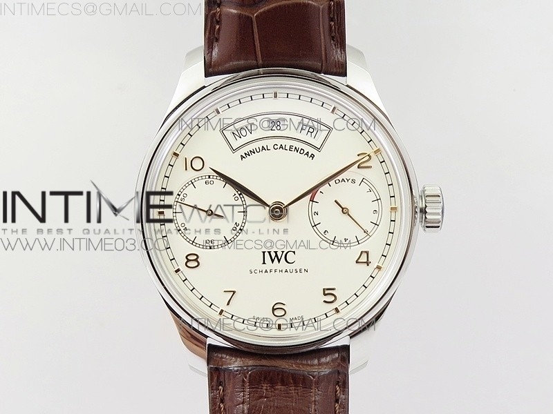 Portuguese Real PR Real Annual Calendar IW503501 ZF 11 Best Edition White Dial on Brown Leather Strap A52850