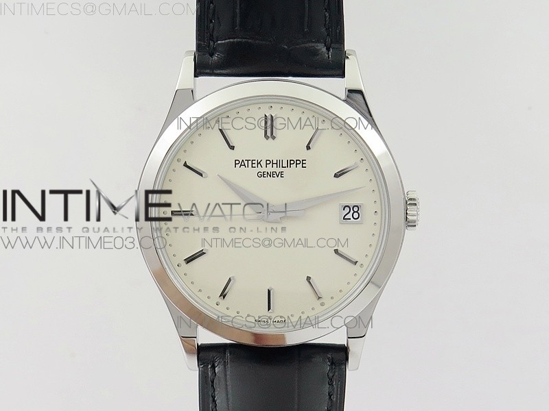 Calatrava 5296G SS ZF 11 Best Edition Ivory Dial On Black Leather Strap 324CS (Free box)