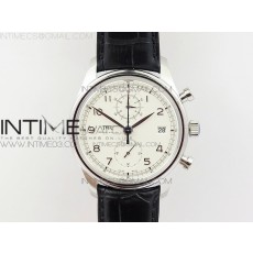 Portugieser Chrono Classic 42 IW390403 ZF 11 Best Edition White Dial Blue Hand on Black Leather Strap A7750
