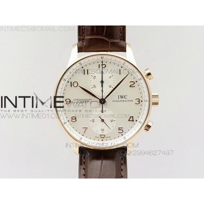 Portuguese IW371480 ZF V3 11 Best Edition RG White dial on Brown Leather Strap A79350 (Slim Movement)