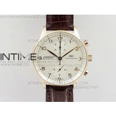 Portuguese IWC371401 ZF 11 Best Edition RG White Dial Gold Markers on Brown Leather Strap A7750