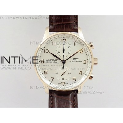 Portuguese IWC371401 ZF 11 Best Edition RG White Dial Gold Markers on Brown Leather Strap A7750