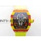 RM027-03 Real Tourbillon OrangeRed Carbon BBR Best Edition Skeleton Dial on Yellow Nylon Strap