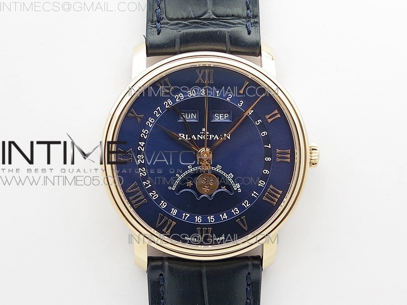 Villeret 6654 RG Complicated Function OMF 11 Best Edition Blue Dial on Blue Leather Strap A6654 V3