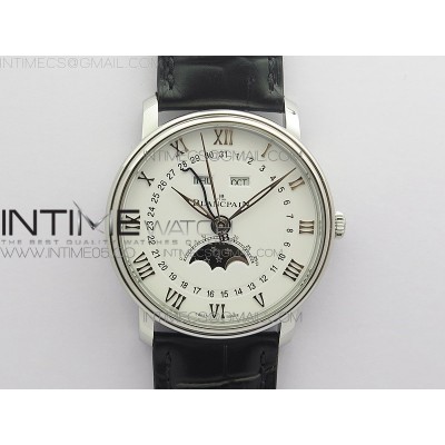 Villeret 6654 SS Complicated Function OMF 11 Best Edition White Dial on Black Leather Strap A6654 V3