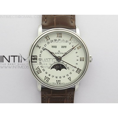 Villeret 6654 SS Complicated Function OMF 11 Best Edition White Dial on Brown Leather Strap A6654 V3