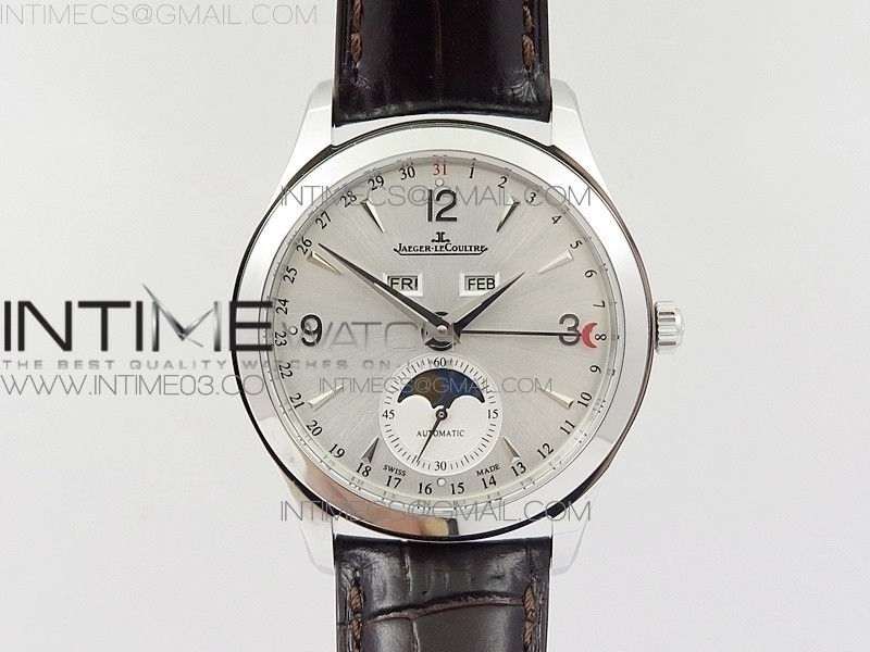 Master Calendar Moonphase SS OMF 11 Best Edition Silver Dial on Black Leather Strap A8661