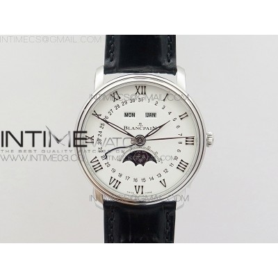 Villeret 6654 SS Complicated Function OMF V2 11 Best Edition White Dial on Black Leather Strap A6654