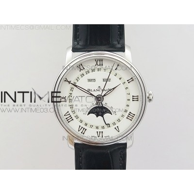 Villeret 6654 SS Complicated Function OMF V2 11 Best Edition White Dial (Cream Datewheel) on Black Leather Strap A6654