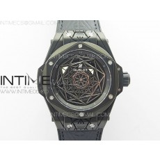 Big Bang Sang Bleu DLC Ti WWF 11 Best Edition Black Skeletonal Dial On Black Gummy Strap Asian HB1213 V2