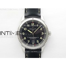 Navitimer8 A17314 SS TF 11 Best Edition Black dial On Black Leather Strap A2824
