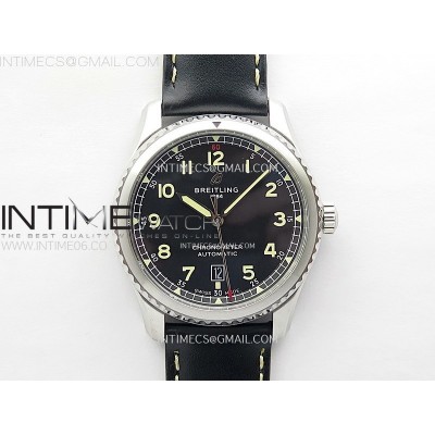 Navitimer8 A17314 SS TF 11 Best Edition Black dial On Black Leather Strap A2824