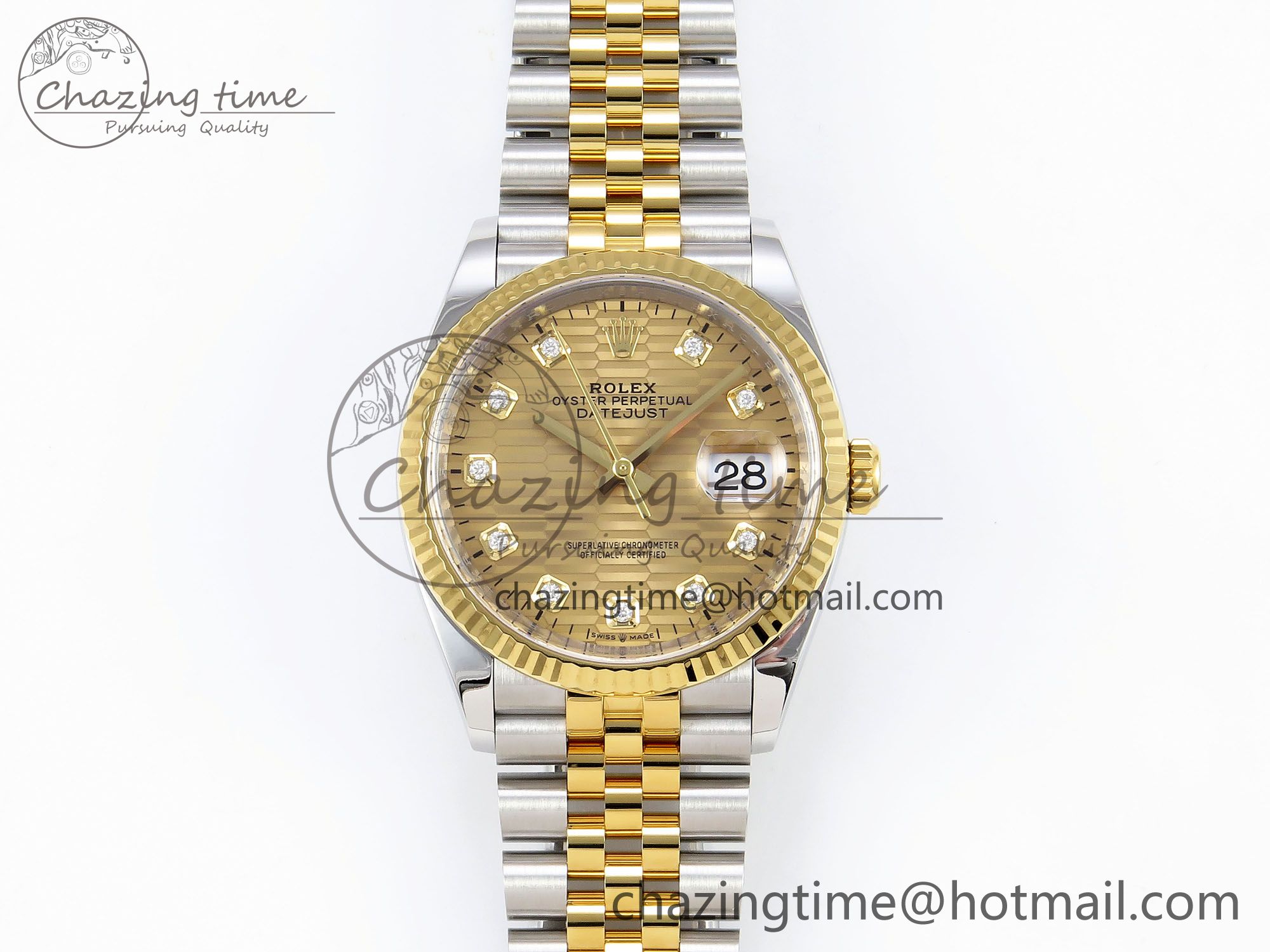 [Clean공장]롤렉스 데이저스트 36mm YG Textured Diamonds Dial on SS/YG Jubilee Bracelet VR3235