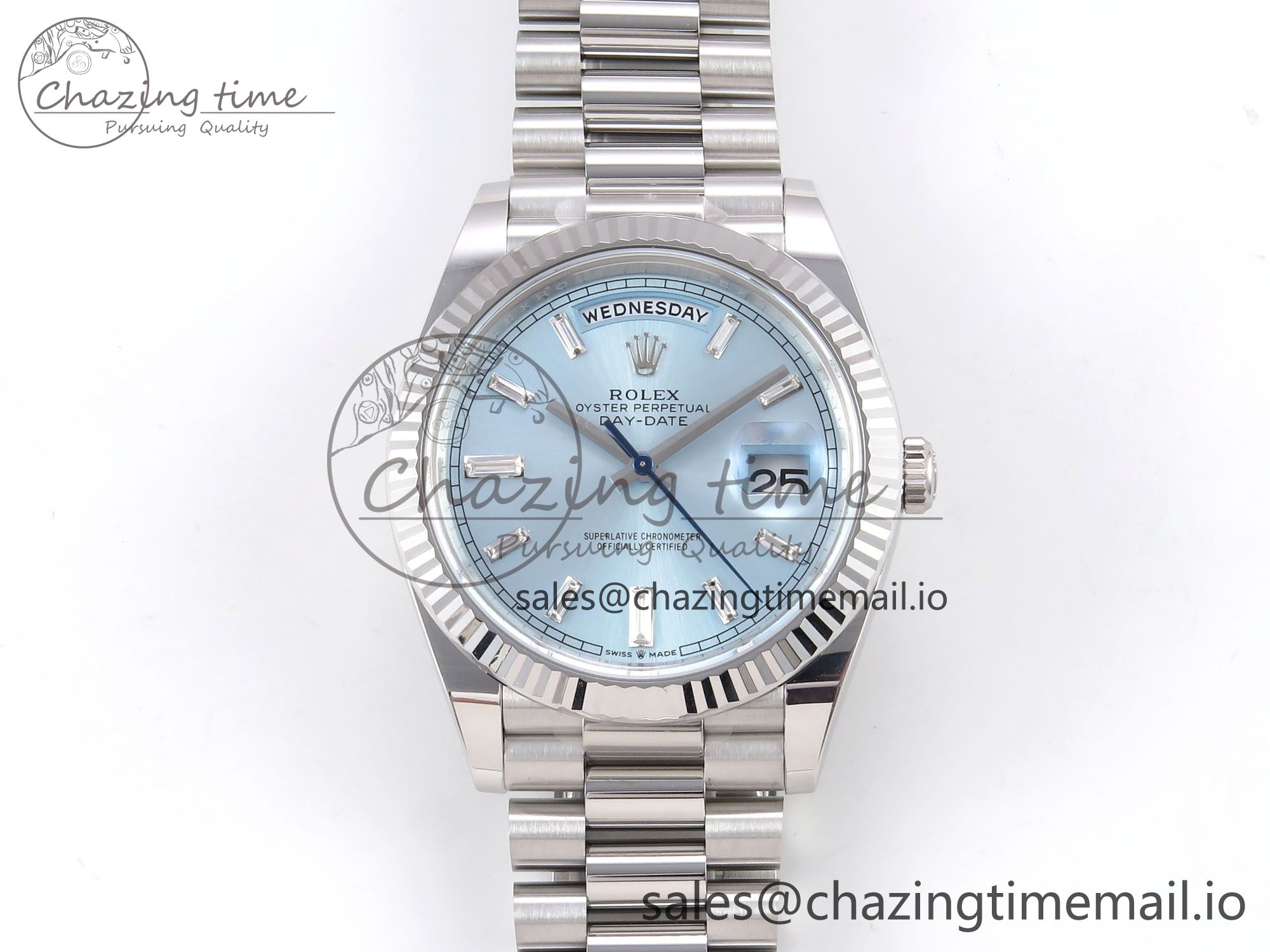 [THB공장]롤렉스 데이데이트 228236  Ice-Blue Crystal Dial on President Bracelet VR3255 (텅스텐) V3
