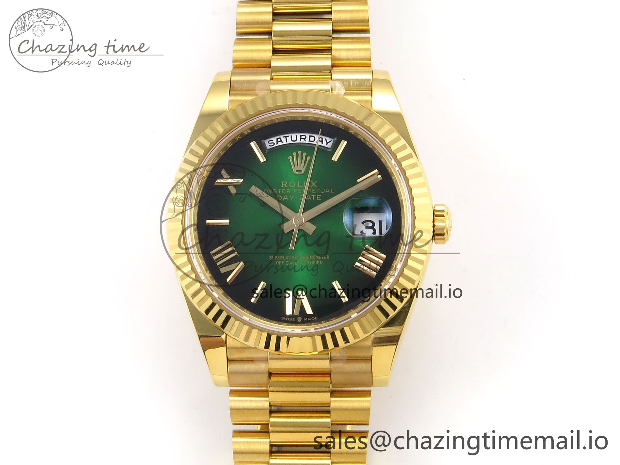 [THB공장]롤렉스 데이데이트 228238 Green Ombre Roman Dial on President Bracelet VR3255 (텅스텐) V3