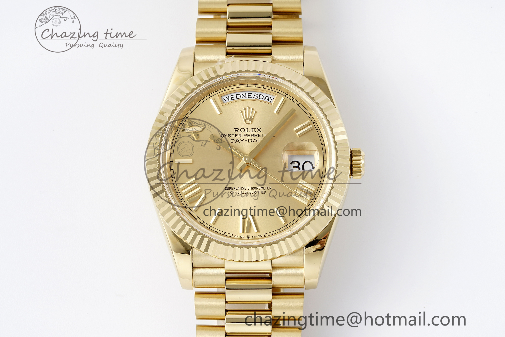 [GM공장]롤렉스 데이데이트 40 YG Dial Roman Markers on President Bracelet A2836