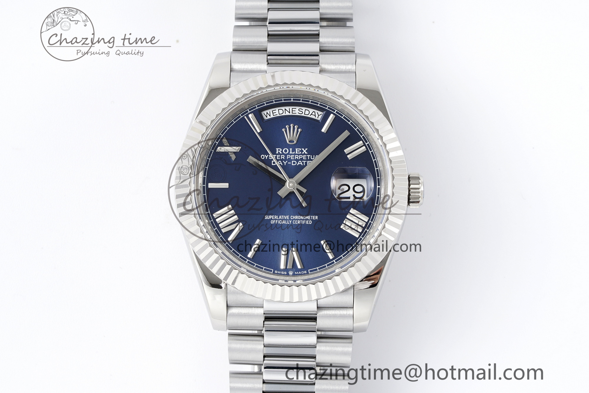 [GM공장]롤렉스 데이데이트 40 Blue Dial Roman Markers on President Bracelet A2836