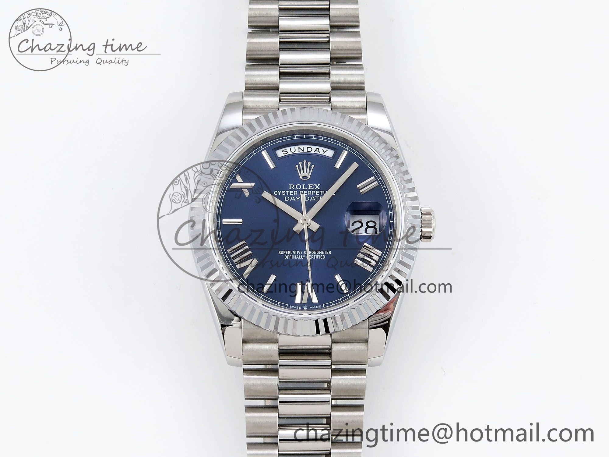 [GM공장]롤렉스 데이데이트 40 Blue Roman Dial on President Bracelet VR2836 V3 (텅스텐)