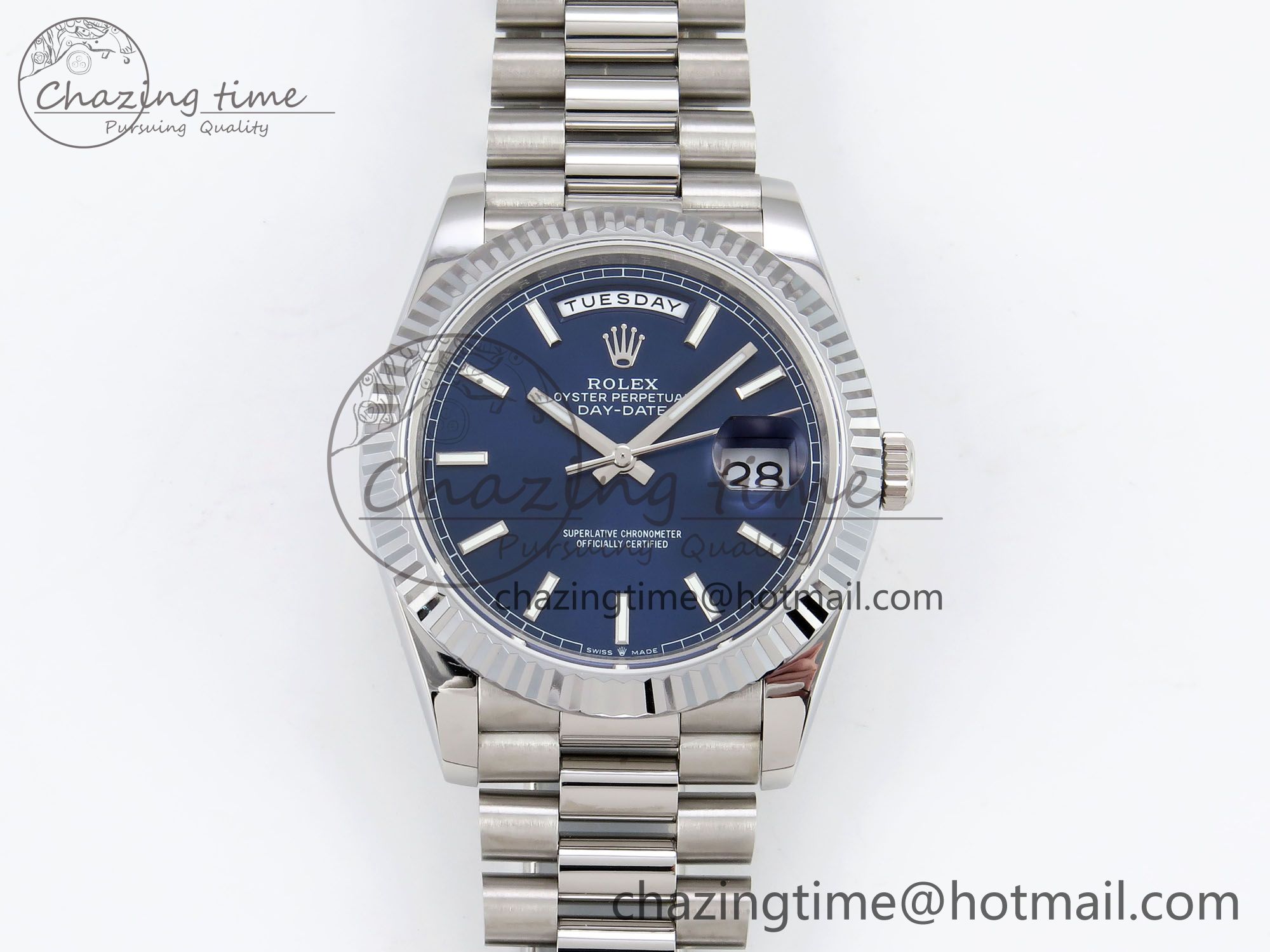 [GM공장]롤렉스 데이데이트 40 Blue Stick Dial on President Bracelet VR2836 V3 (텅스텐)