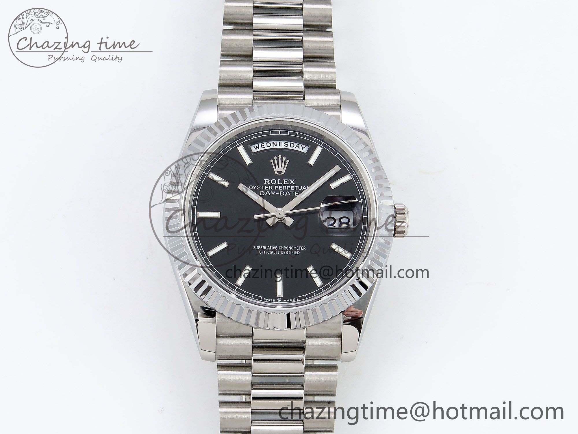 [GM공장]롤렉스 데이데이트 40 Black Stick Dial on President Bracelet VR2836 V3 (텅스텐)