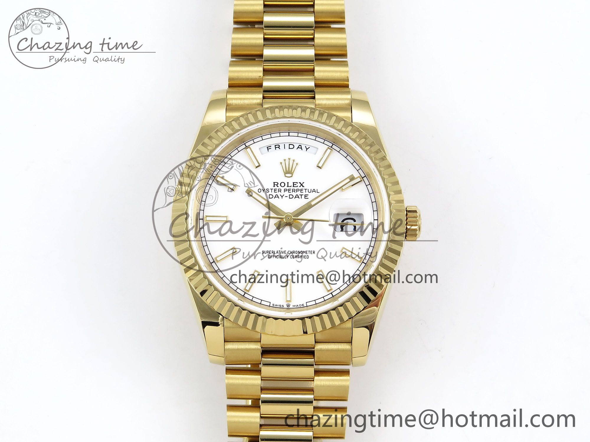 [GM공장]롤렉스 데이데이트 40 YG White Stick Dial on President Bracelet VR2836 (텅스텐)