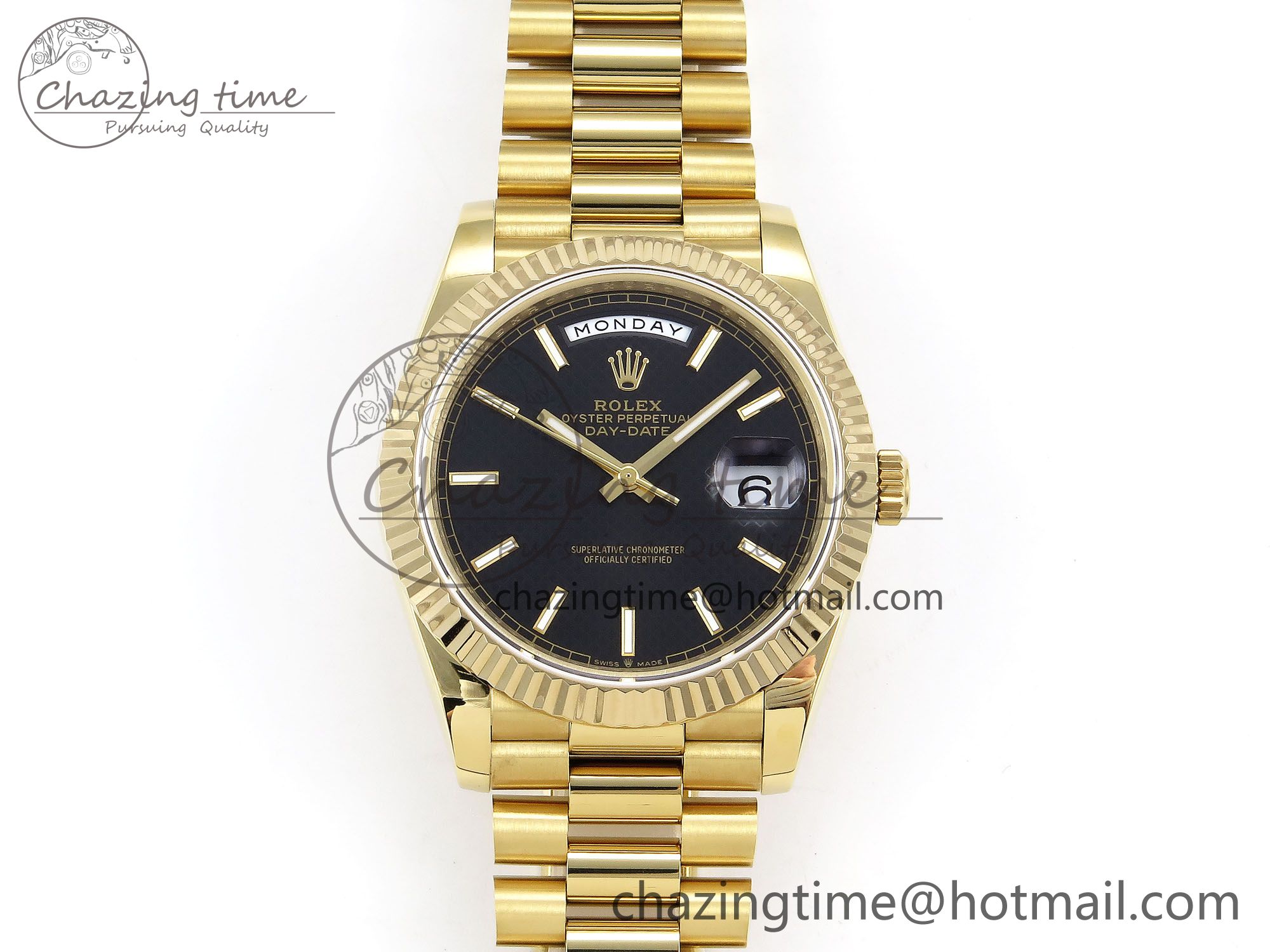 [GM공장]롤렉스 데이데이트 40 Black Textured Stick Dial on President Bracelet VR2836 (텅스텐)