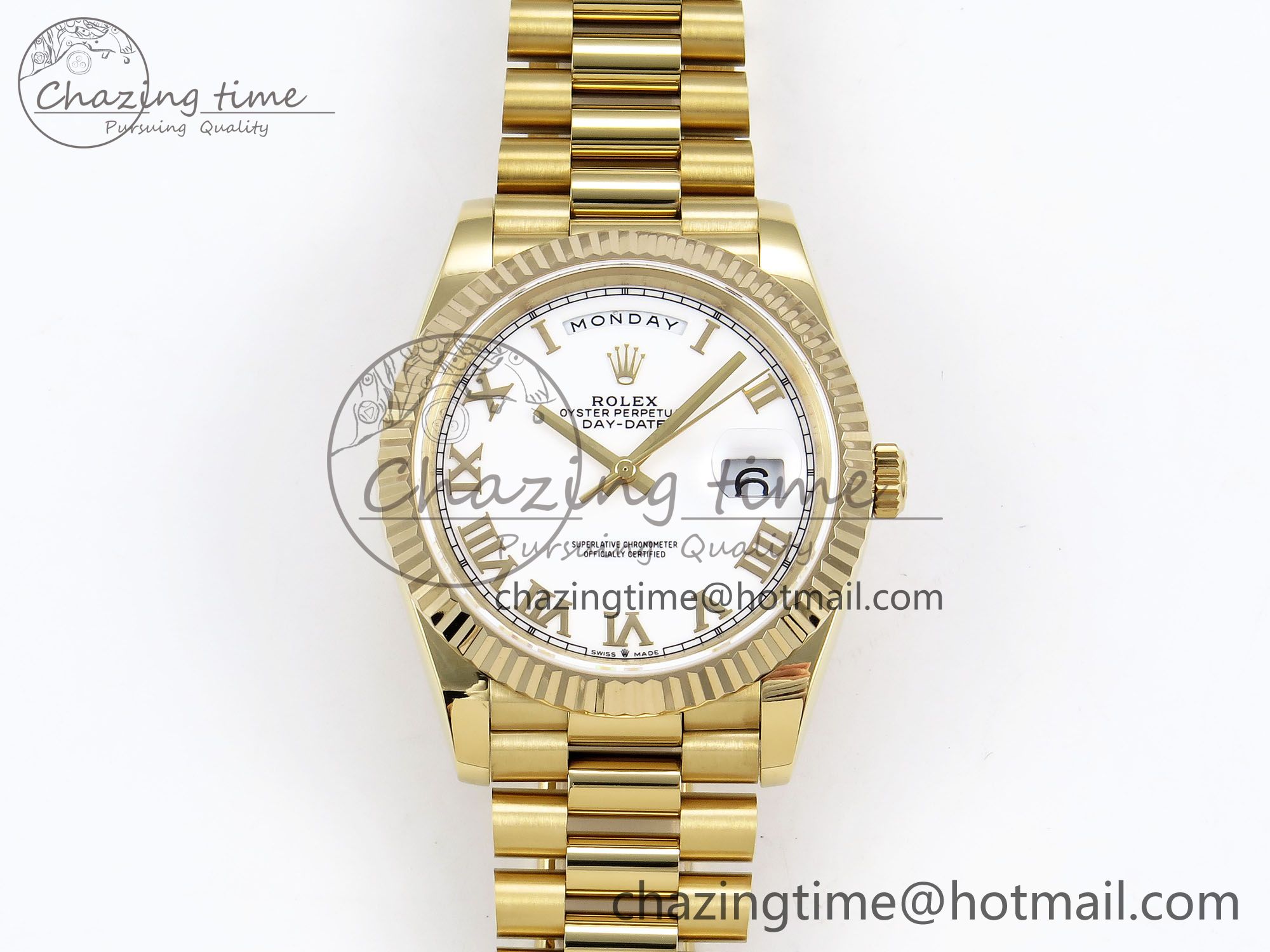 [GM공장]롤렉스 데이데이트 40 White Roman Dial on President Bracelet VR2836 (텅스텐)