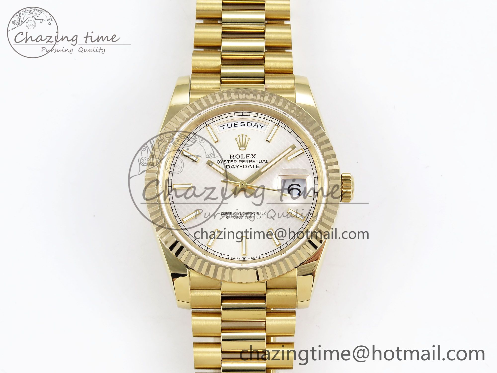 [GM공장]롤렉스 데이데이트 40 Silver Textured Stick Dial on President Bracelet VR2836 (텅스텐)
