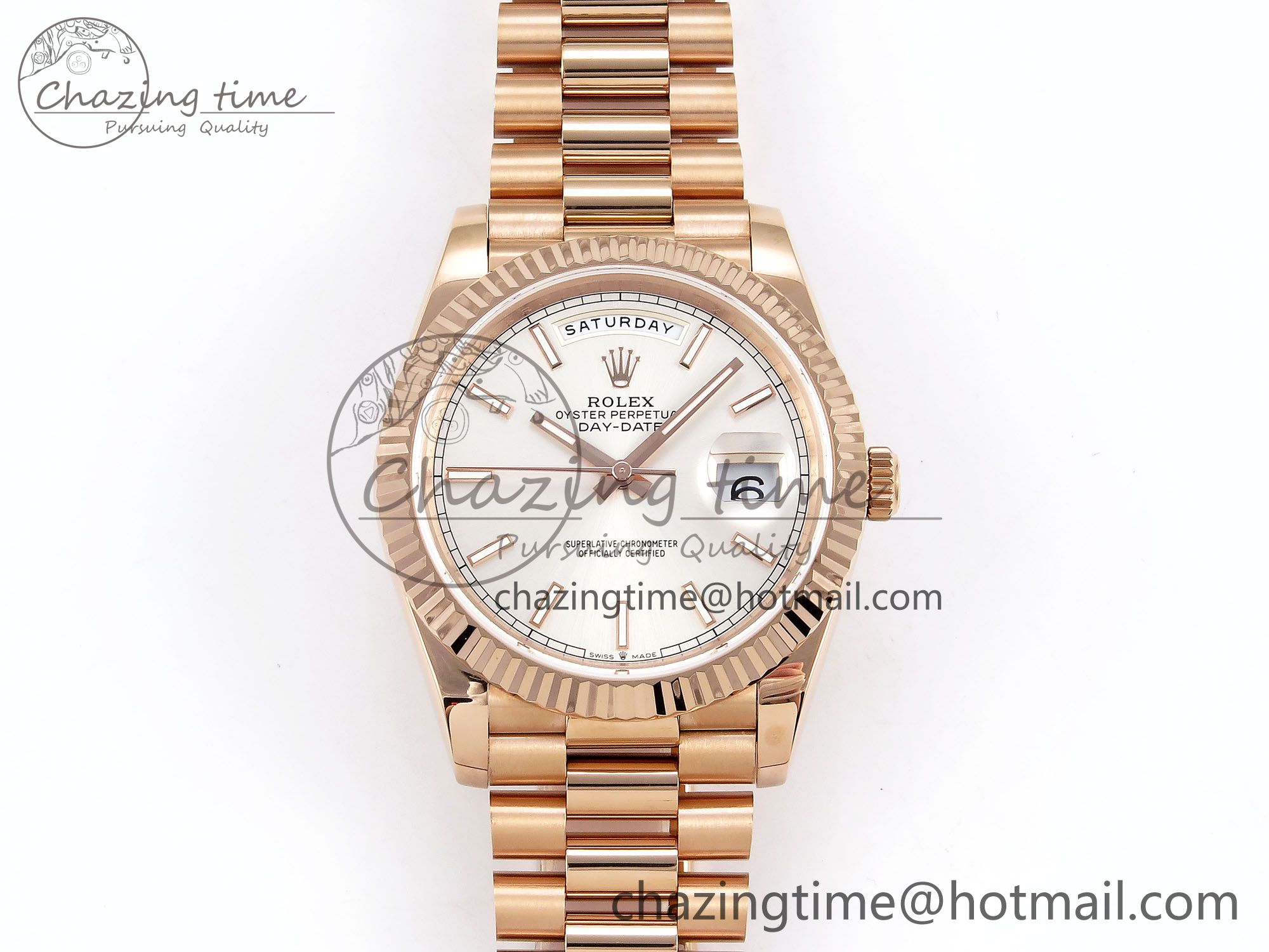 [GM공장]롤렉스 데이데이트 40 RG Silver Stick Dial on President Bracelet VR2836 V3