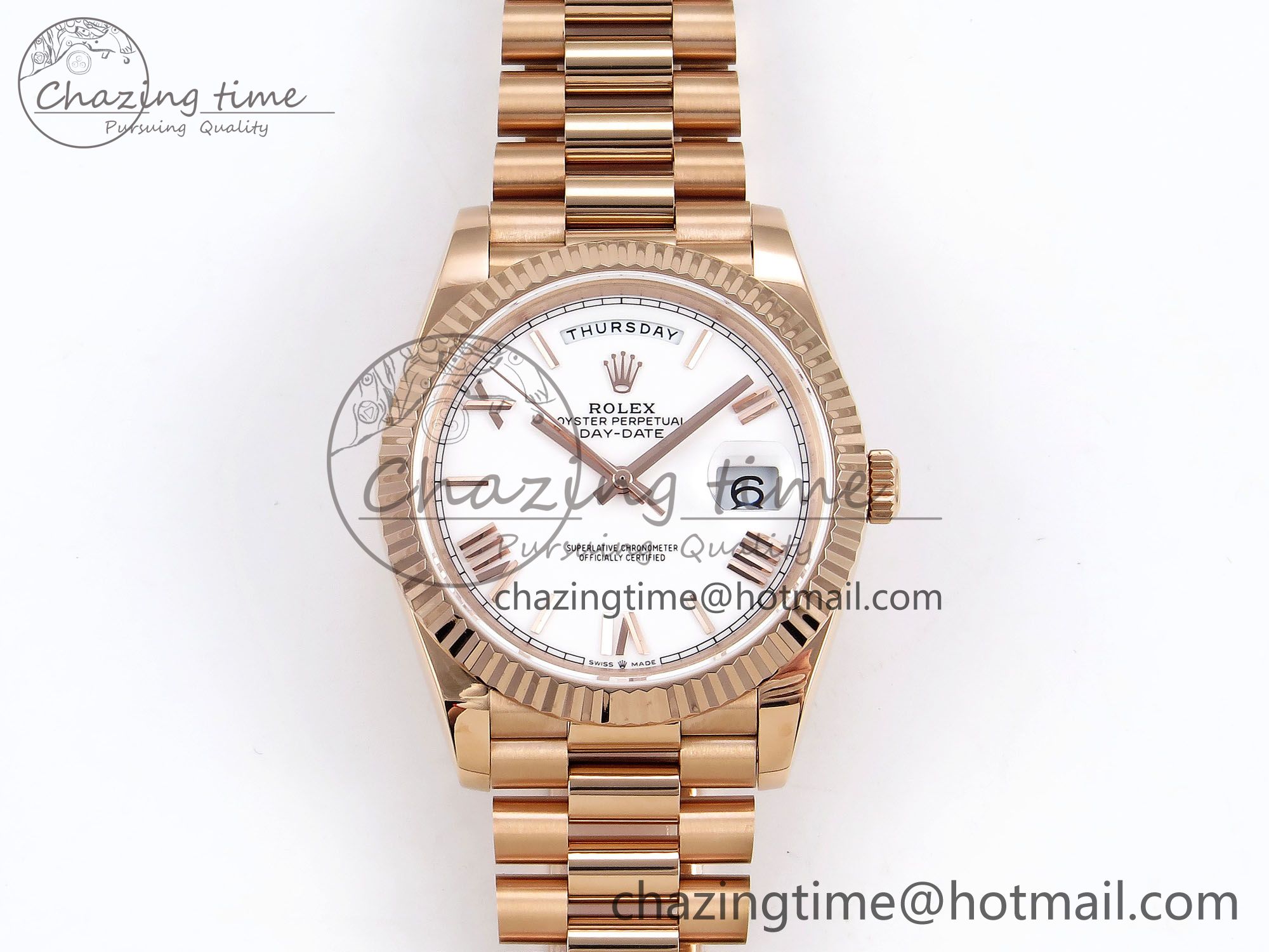 [GM공장]롤렉스 데이데이트 40 RG Big Roman Dial on President Bracelet VR2836 V3 (텅스텐)