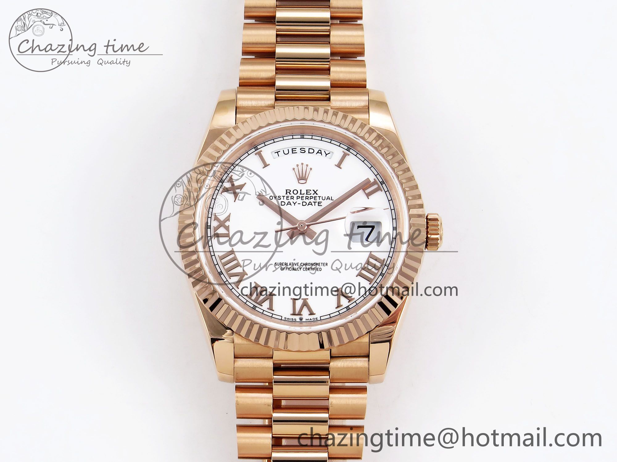 [GM공장]롤렉스 데이데이트 40 RG Roman Dial on President Bracelet VR2836 V3 (텅스텐)