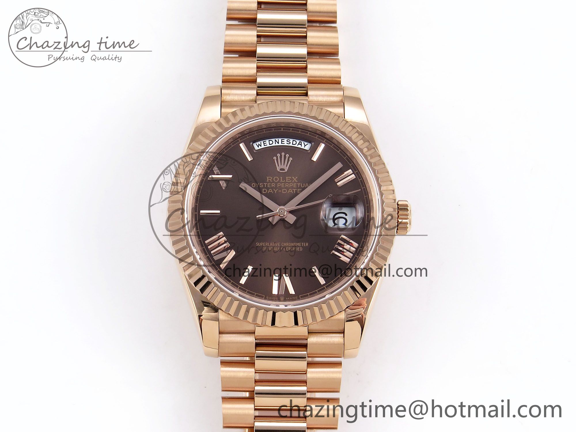 [GM공장]롤렉스 데이데이트 40 RG Brown Big Roman Dial on President Bracelet VR2836 V3 (텅스텐)