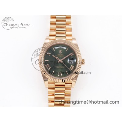 [AR공장]롤렉스 데이데이트 40mm  RG 228235 Green Roman Dial on President Bracelet VR3255 (텅스텐)