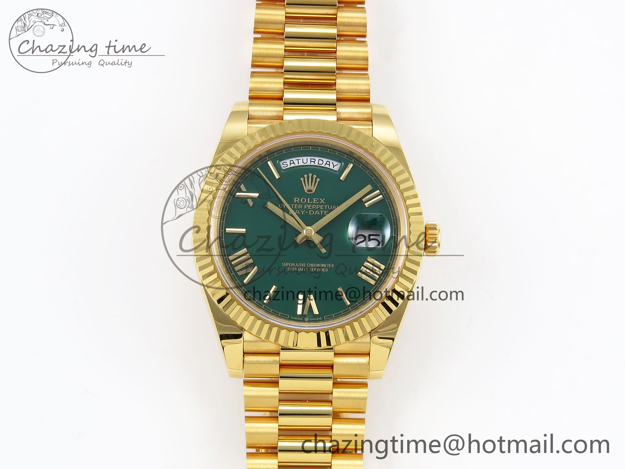 [AR공장]롤렉스 데이데이트 40mm YG 228238  Green Roman Dial on President Bracelet VR3255 (텅스텐)