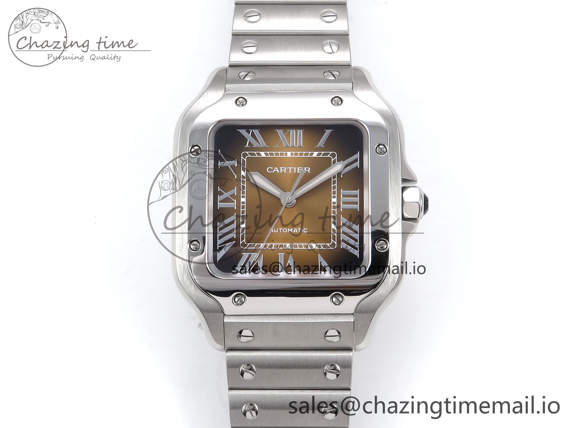 [BV공장]까르띠에 산토스 35mm Brown Dial on SS SmartLinks Bracelet MIYOTA 9015