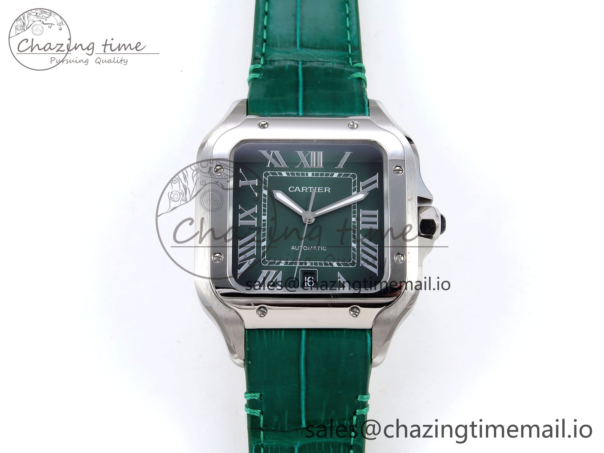 [AF공장]까르띠에 산토스 40mm Green Dial on Green Leather Strap MIYOTA 9015