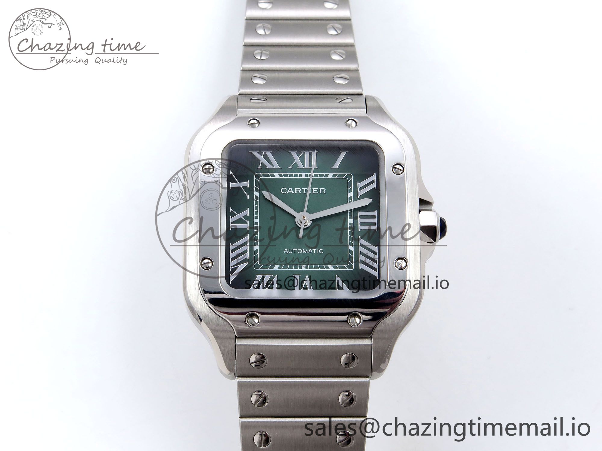 [AF공장]까르띠에 산토스 35mm Green Dial on SS SmartLinks Bracelet MIYOTA 9015
