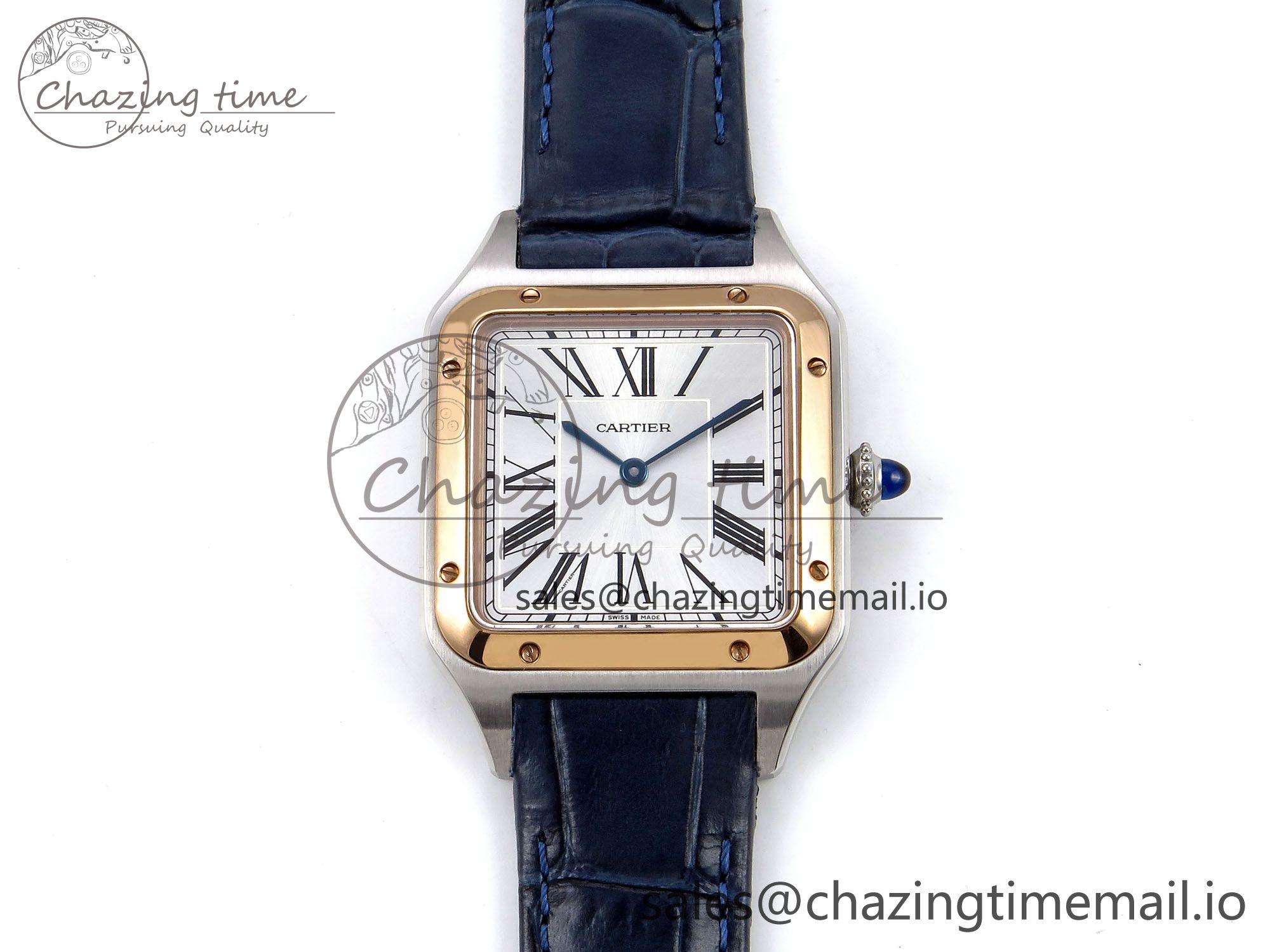 [AF공장]까르띠에 산토스 뒤몽 31.4mm RG Silver Dial on Blue Croco Strap A157
