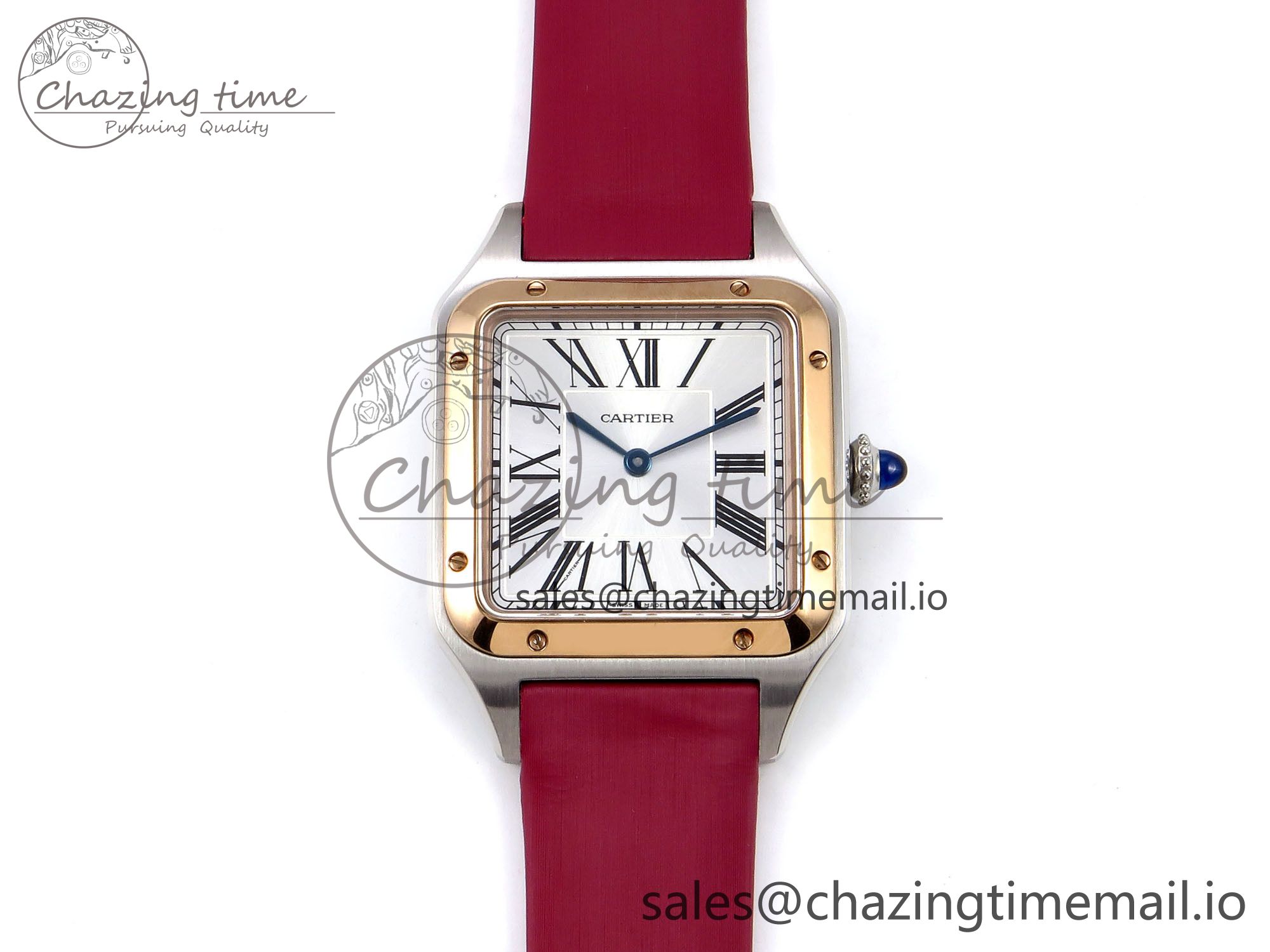 [AF공장]까르띠에 산토스 뒤몽 31.4mm RG Silver Dial on Red Fabric Strap A157