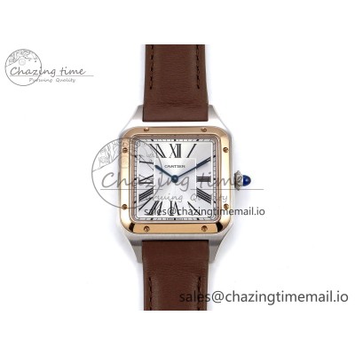 [AF공장]까르띠에 산토스 뒤몽 31.4mm RG  Silver Dial on Brown Leather Strap A157