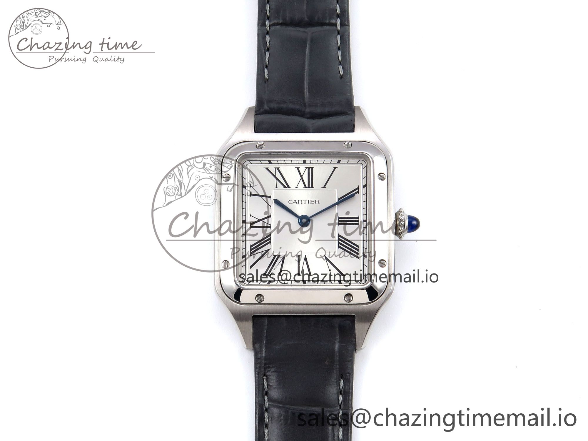 [AF공장]까르띠에 산토스 뒤몽 31.4mm Silver Dial on Gray Croco Strap A157