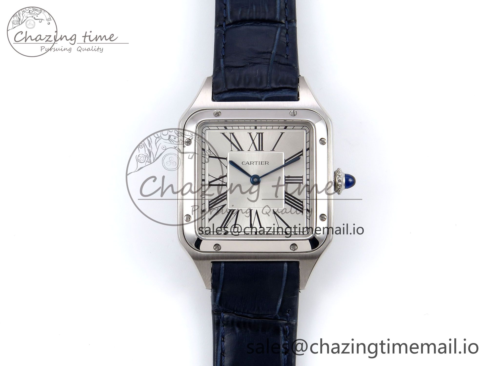 [AF공장]까르띠에 산토스 뒤몽 31.4mm Silver Dial on Blue Croco Strap A157