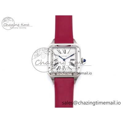 [AF공장]까르띠에 산토스 뒤몽 31.4mm Silver Dial on Red Fabric Strap A157