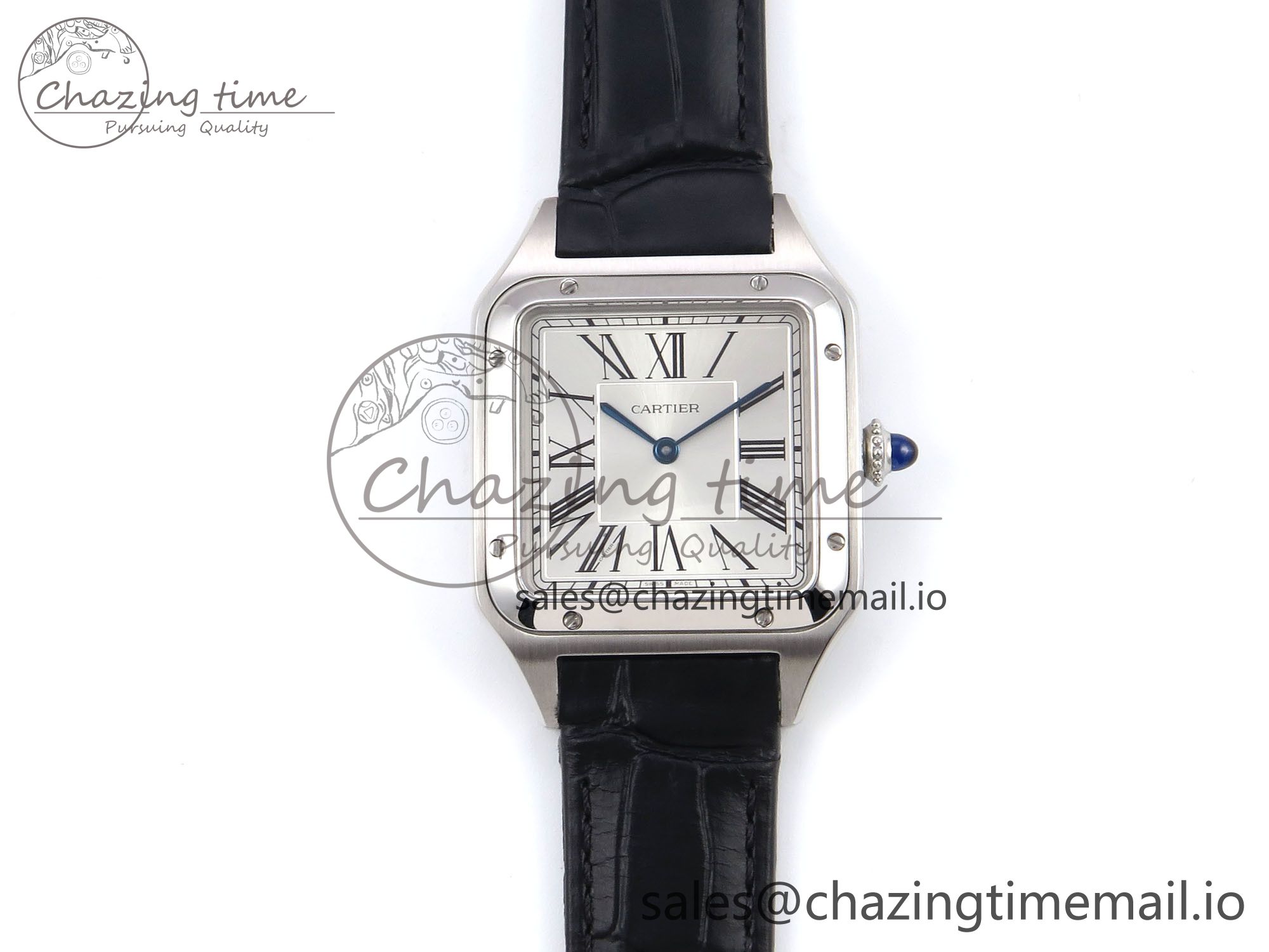 [AF공장]까르띠에 산토스 뒤몽 31.4mm Silver Dial on Black Croco Strap A157