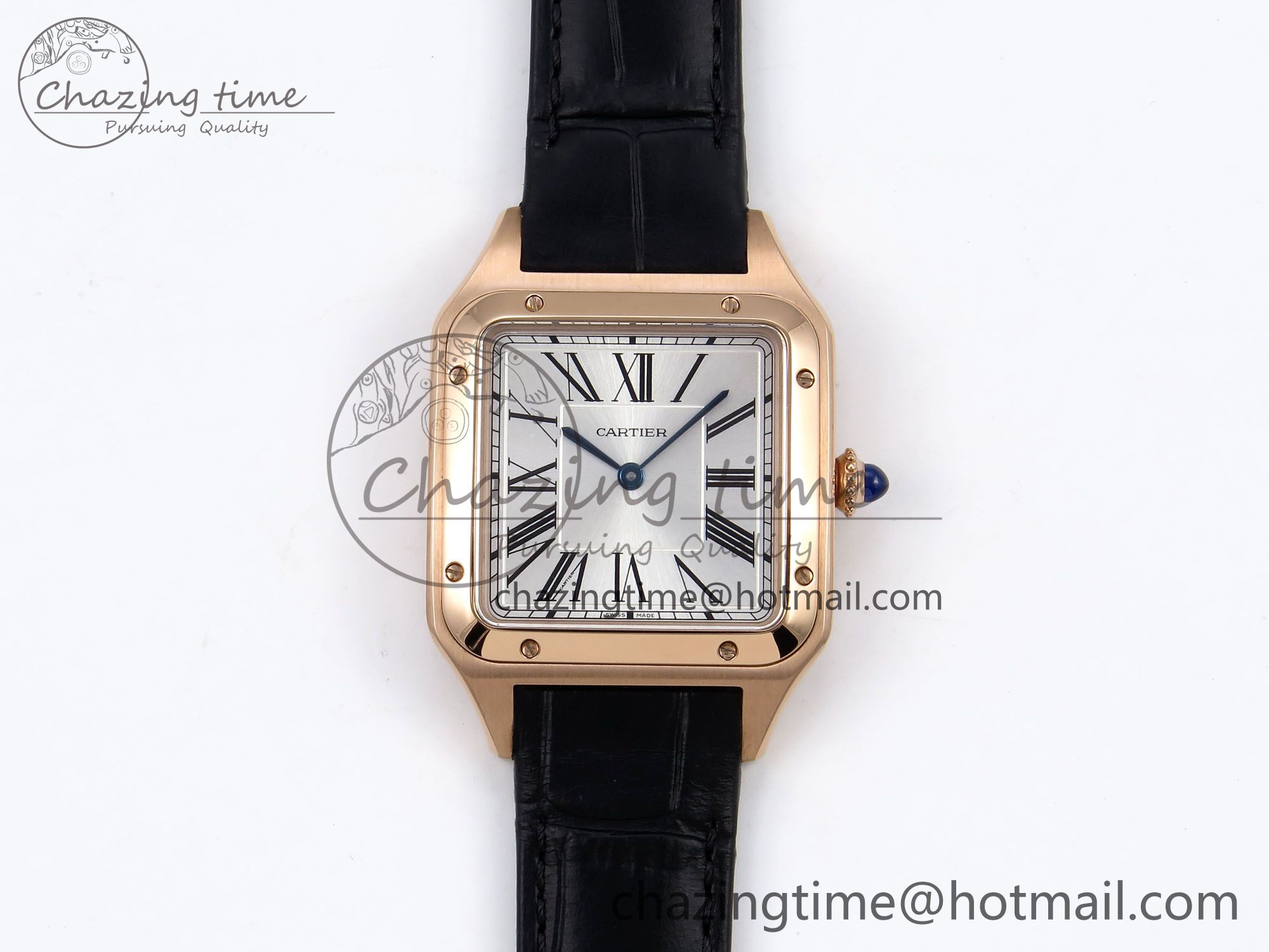 [AF공장]까르띠에 산토스 뒤몽 31.4mm RG Silver Dial on Black Croco Strap A157