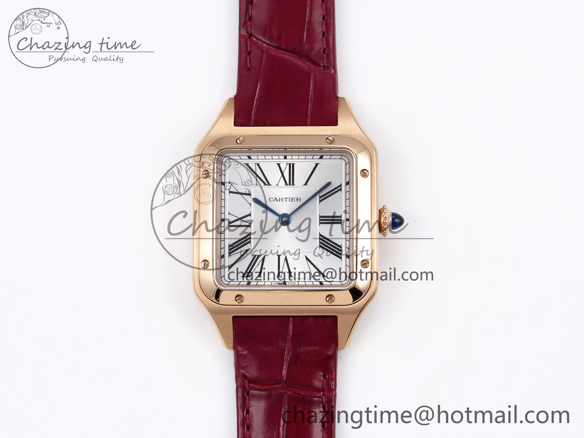 [AF공장]까르띠에 산토스 뒤몽 31.4mm RG Silver Dial on Red Croco Strap A157