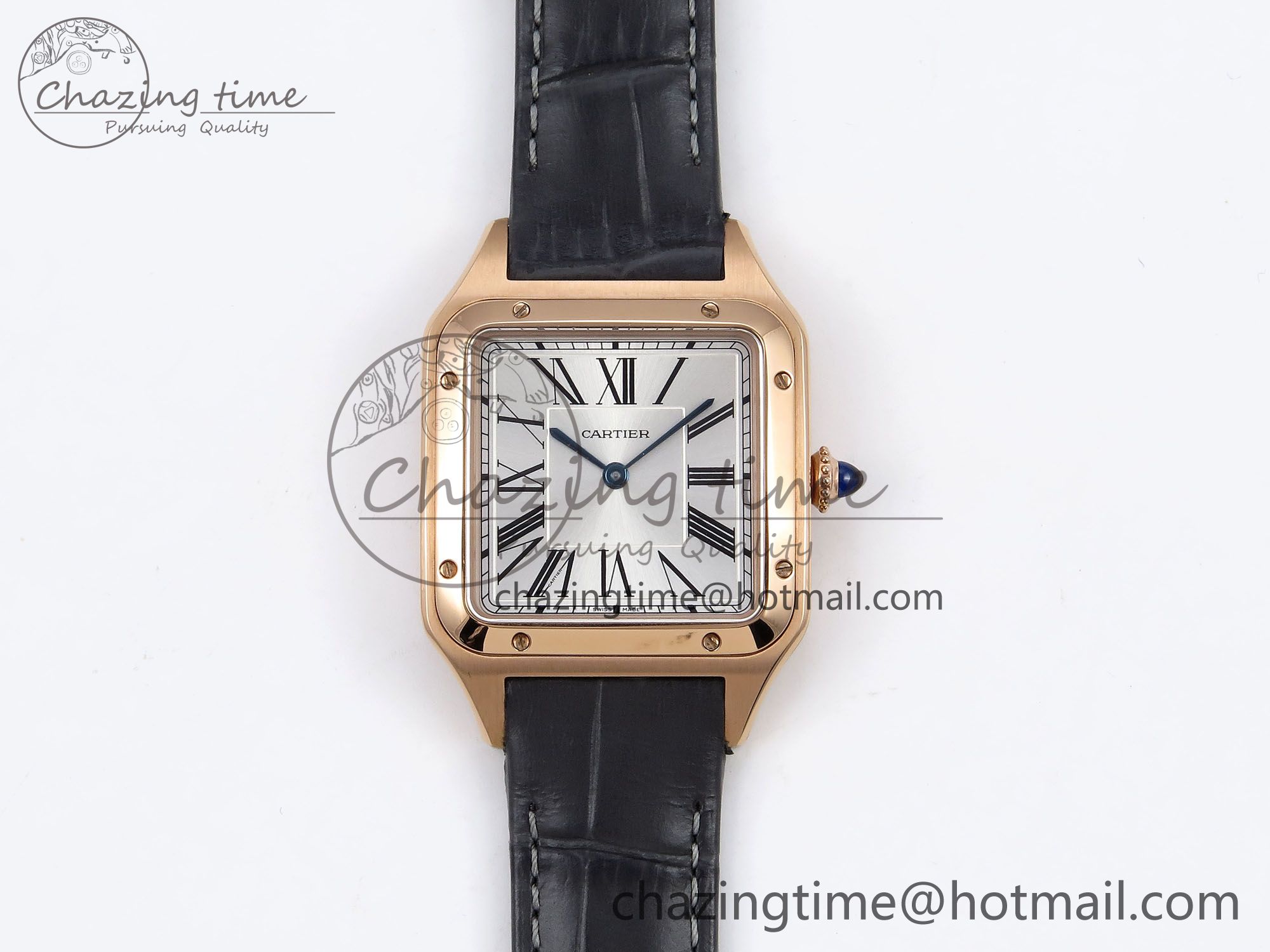 [AF공장]까르띠에 산토스 뒤몽 31.4mm RG Silver Dial on Gray Croco Strap A157