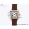[AF공장]까르띠에 산토스 뒤몽 31.4mm RG Silver Dial Diamonds Bezel on Brown Leather Strap A157